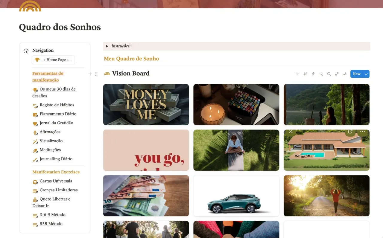 Home page do guia em Notion