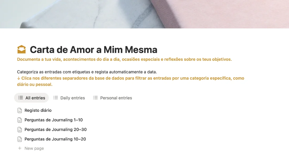 Carta de Amor a Mim Mesma — journaling diário