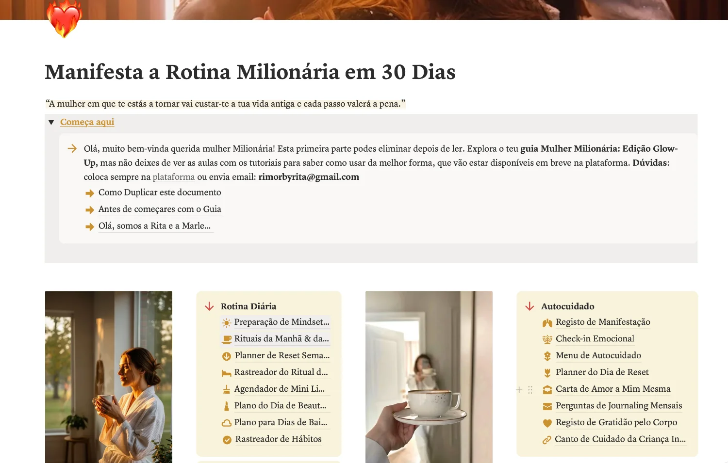 Página inicial do guia em Notion